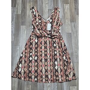 Candie's Wrap Tank Dress Snakeskin Print Sleeveless‎ Casual Large